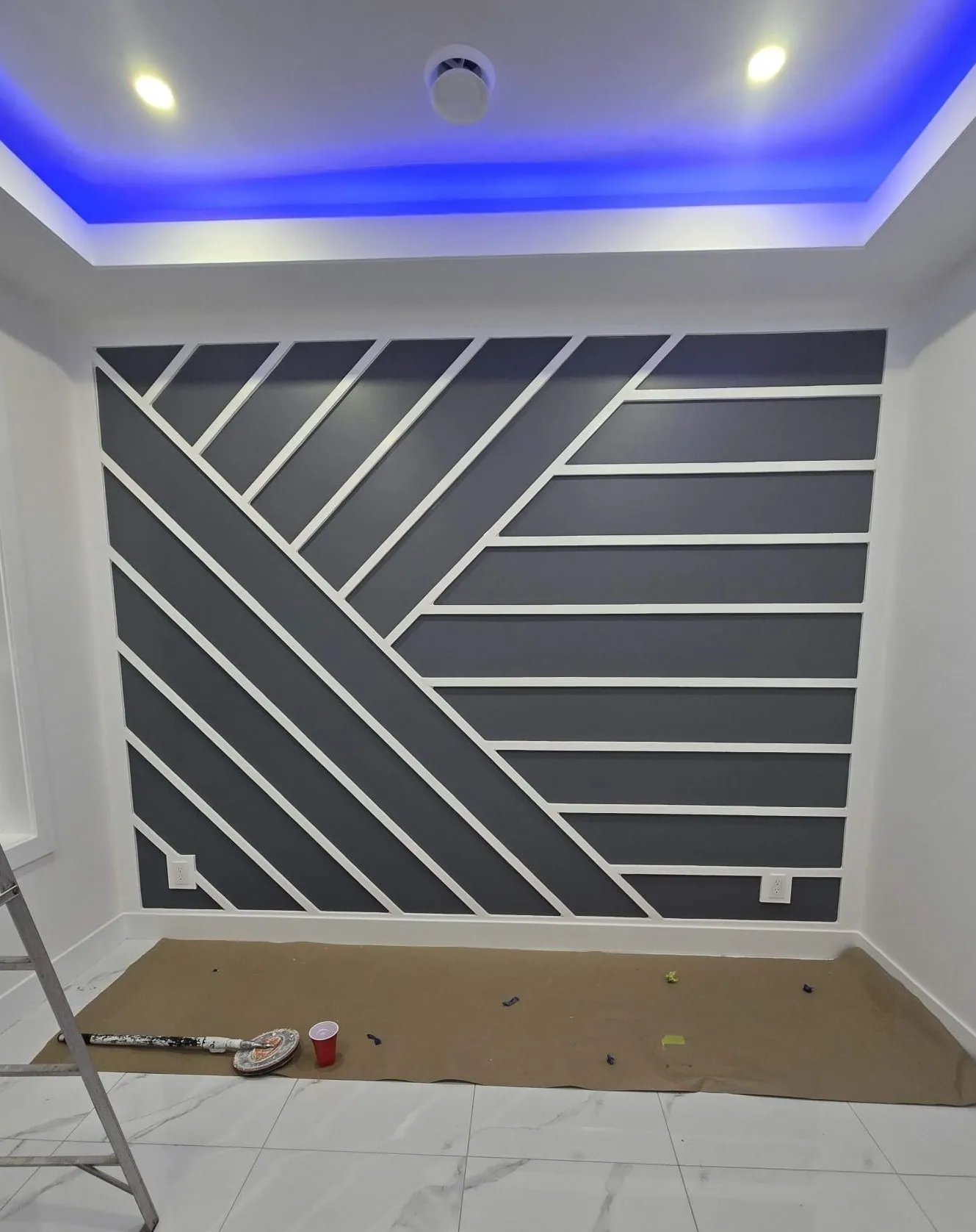 Commercial feature wall with crisp paint finish